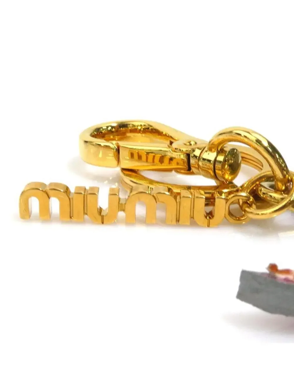 Auth Miumiu Charm Key Ring Purple/Gold #308920M11B